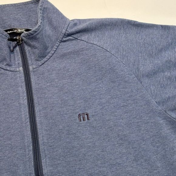 Travis Mathew Quarter 1/4 Zip Pullover Men’s Med Blue Long Sleeve Pockets - Picture 7 of 13